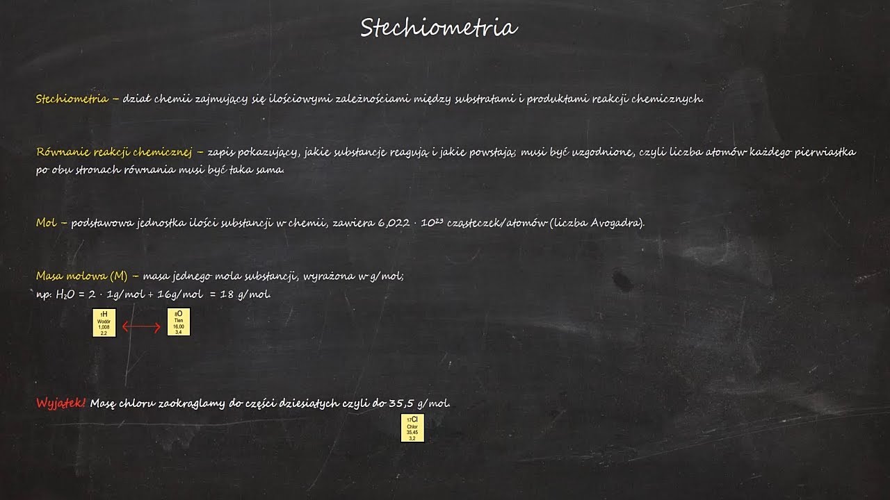 Stechiometria — mol, Avogadro, objętość molowa i równanie Clapeyrona - pod kartkówkę