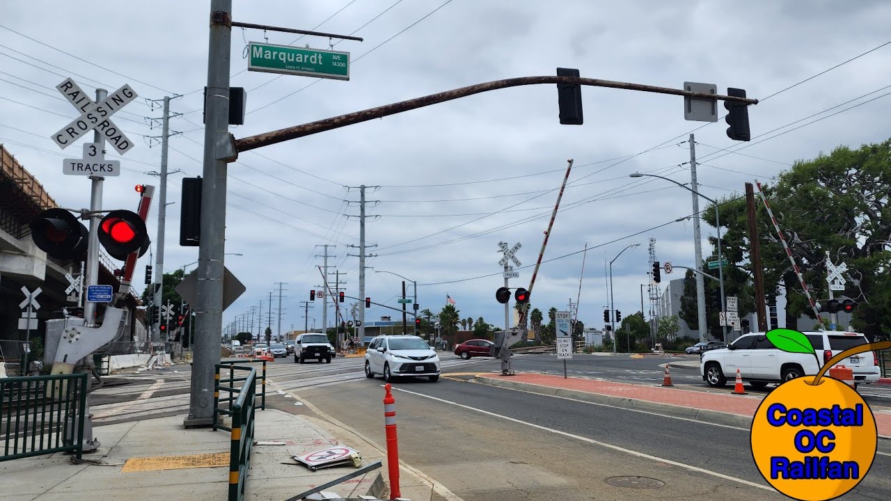 [4K] Rosecrans/Marquardt Ave. Railroad Crossing, Santa Fe Springs, CA