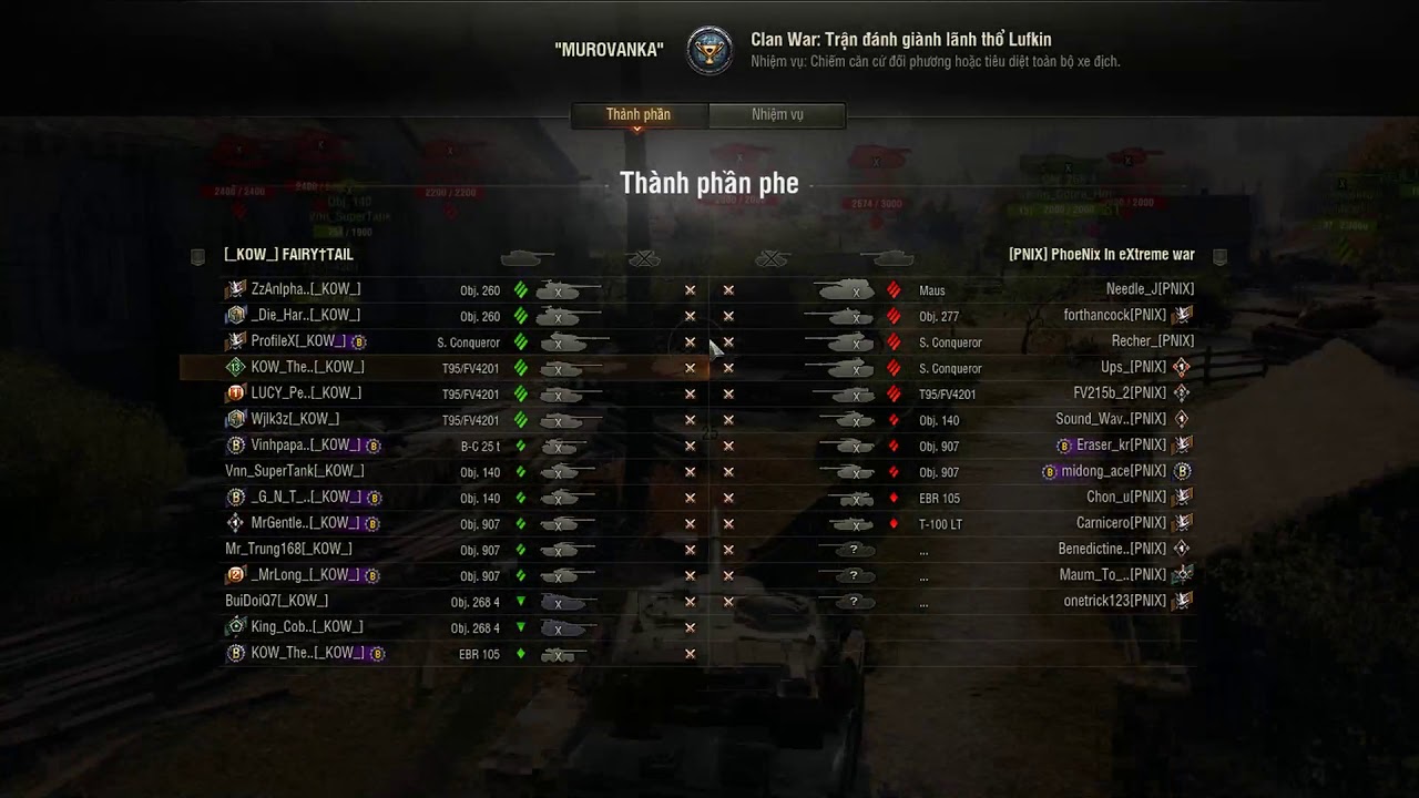 [Clan War WOT ASIA KOW VS PNIX