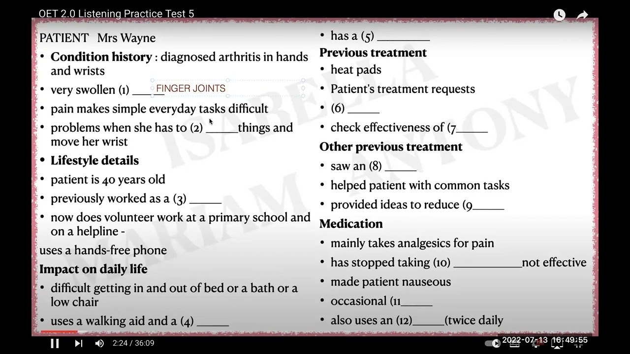 Sample of oet listening | Tips for oet listening part A | oet listening sample for nurses