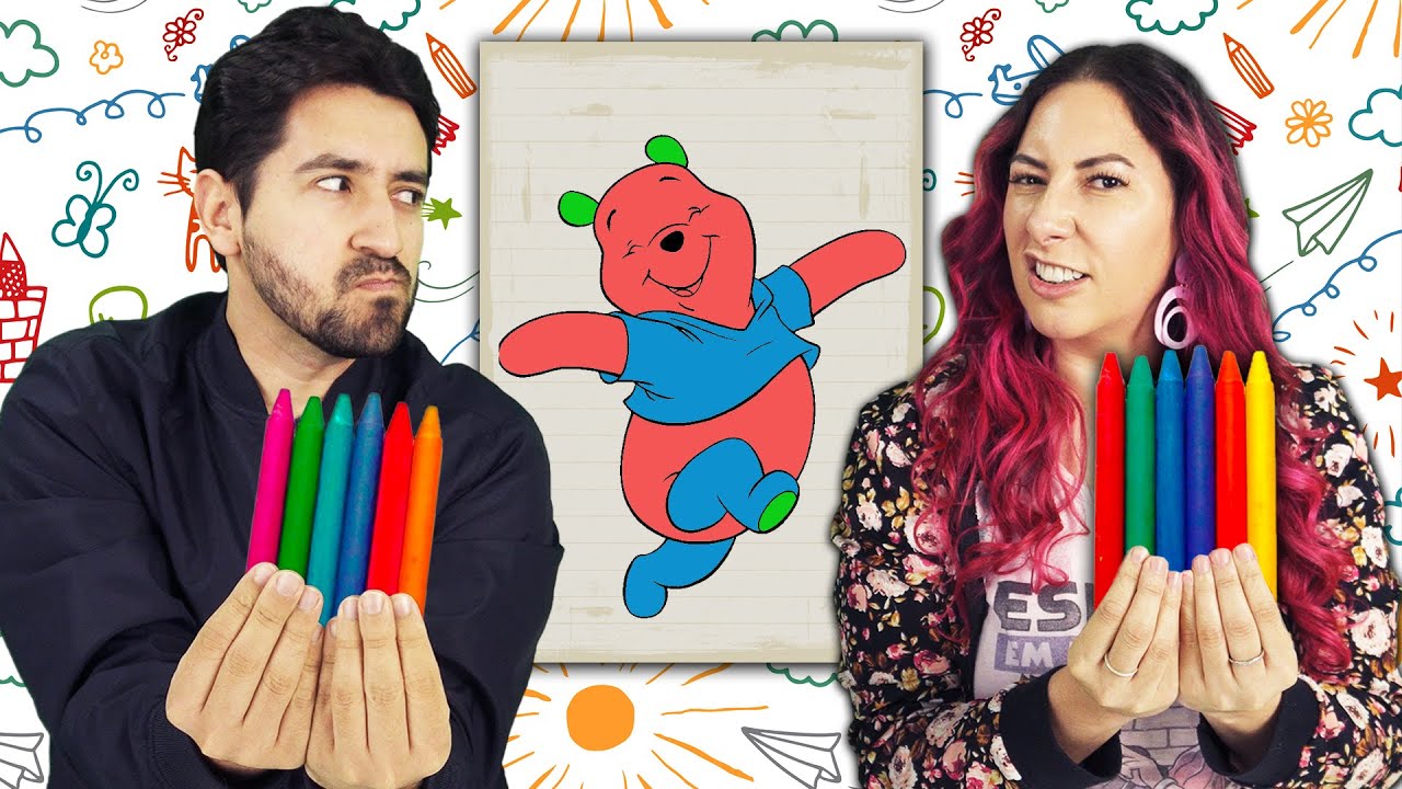 COLORINDO COM TRÊS CORES DESENHOS FAMOSOS USANDO GIZ DE CERA | Gabriel e Shirley 2.0