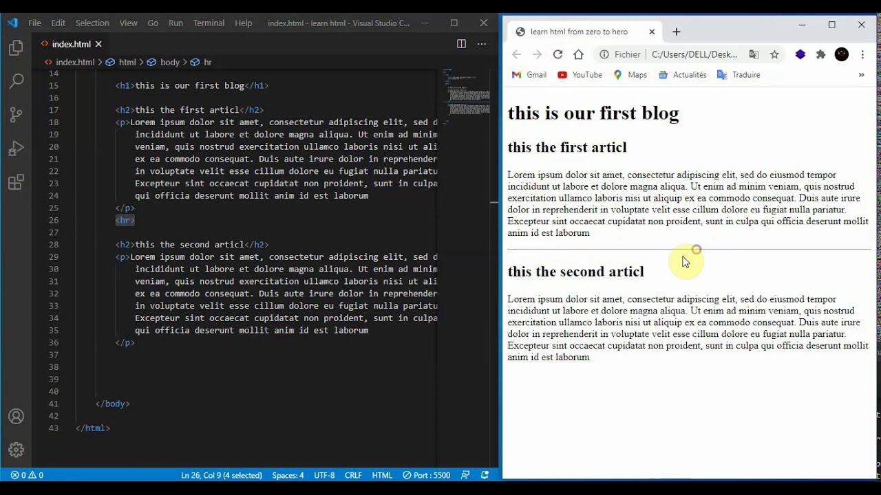html darija شرح بالدارجة المغربية horizontal lines and line breaks