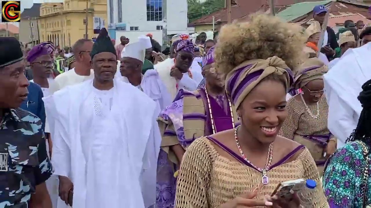 SEN. IBIKUNLE AMOSUN ON A ROYAL WALK WITH ALAKE OF EGBALAND AS THE KING CELEBRATE HIS 80TH BIRTHDAY