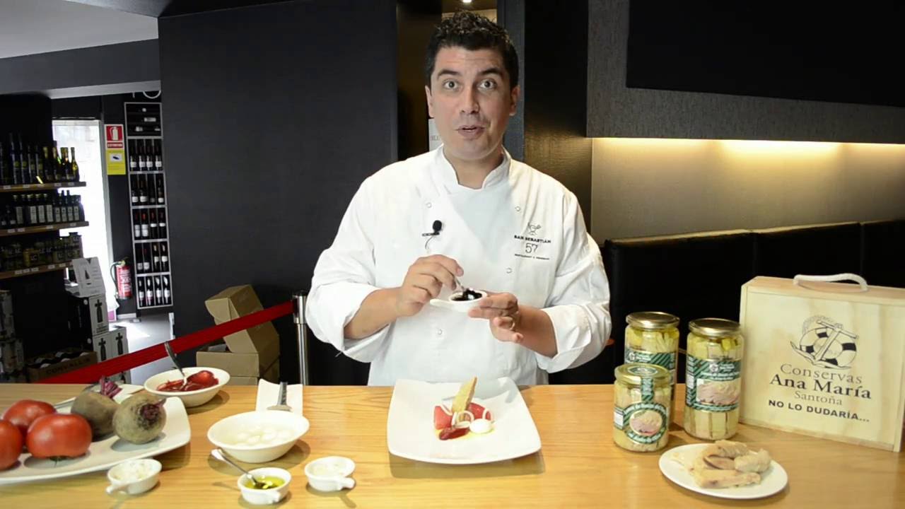 Lomos de Bonito del Cantábrico, remolacha asada cremosa, tomate canario y 