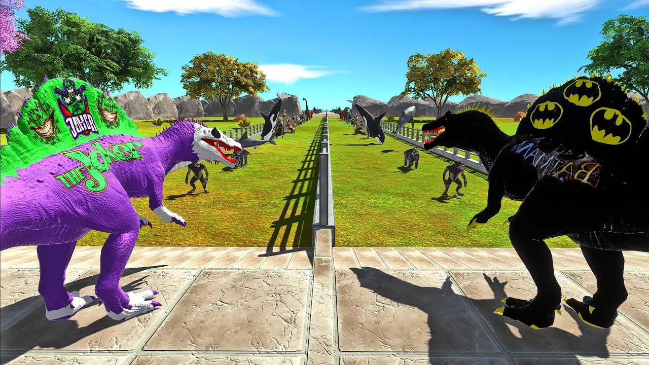 BATMAN vs JOKER - Who is faster and stronger spinosaurus? - Animal Revolt Battle Simulator ARBS