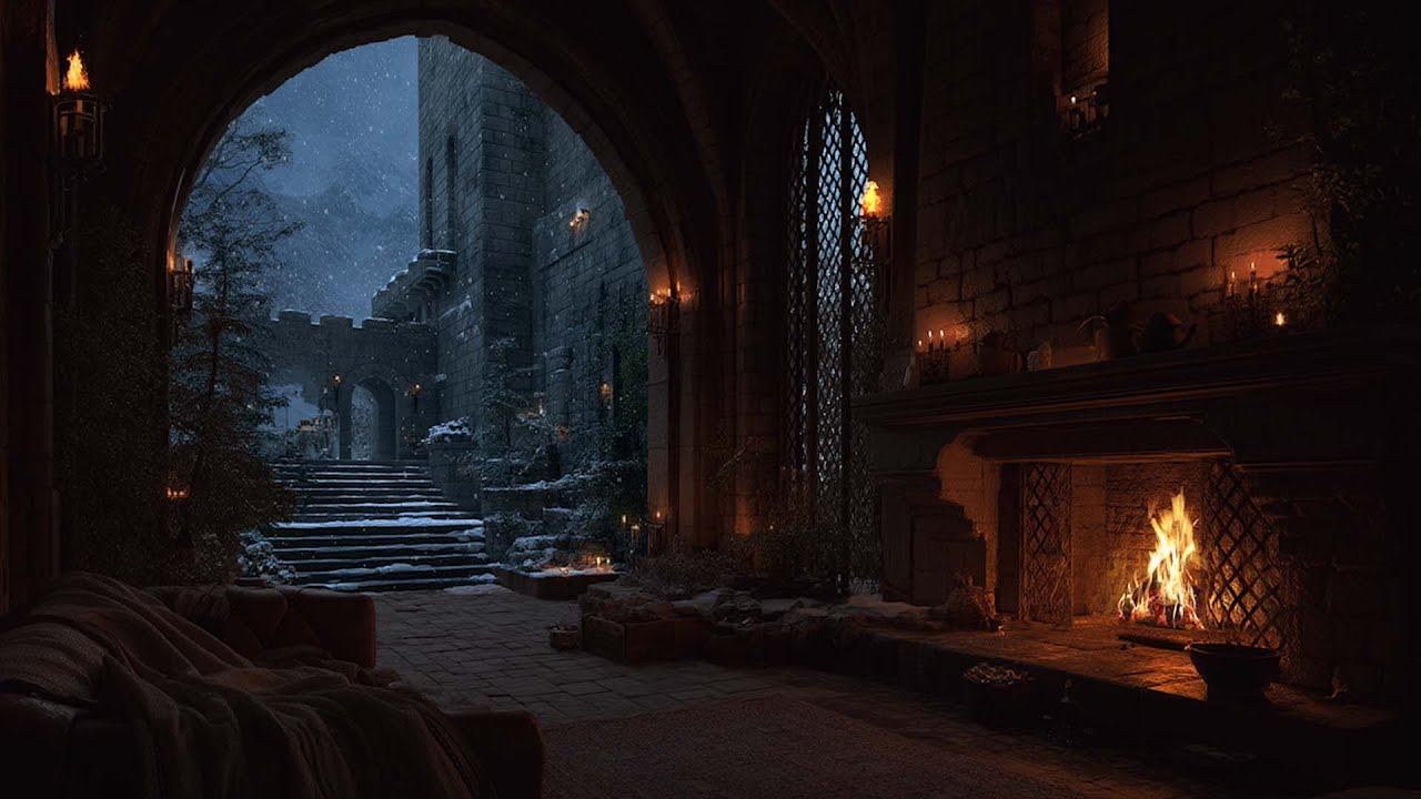 Best Cozy Winter Castle Ambience &ndash; Snowstorm, Wind & Crackling Fire for Instant Relaxation