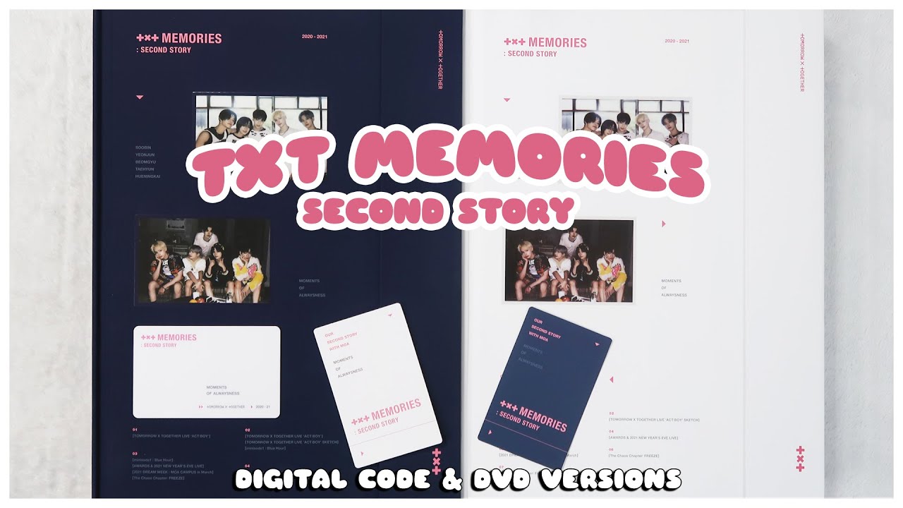 ✨ txt memories second story unboxing + flip through (dvd + digital code - both versions) | 투모로우바이투게더