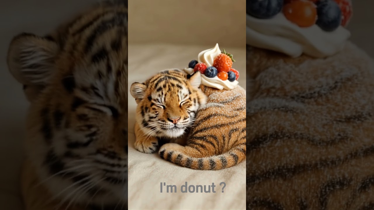 🐯Donut Tiger 🍩 が目覚めた瞬間 🐯💥 | 깜찍한 호랑이의 모닝 Shake! #tiger #donuts