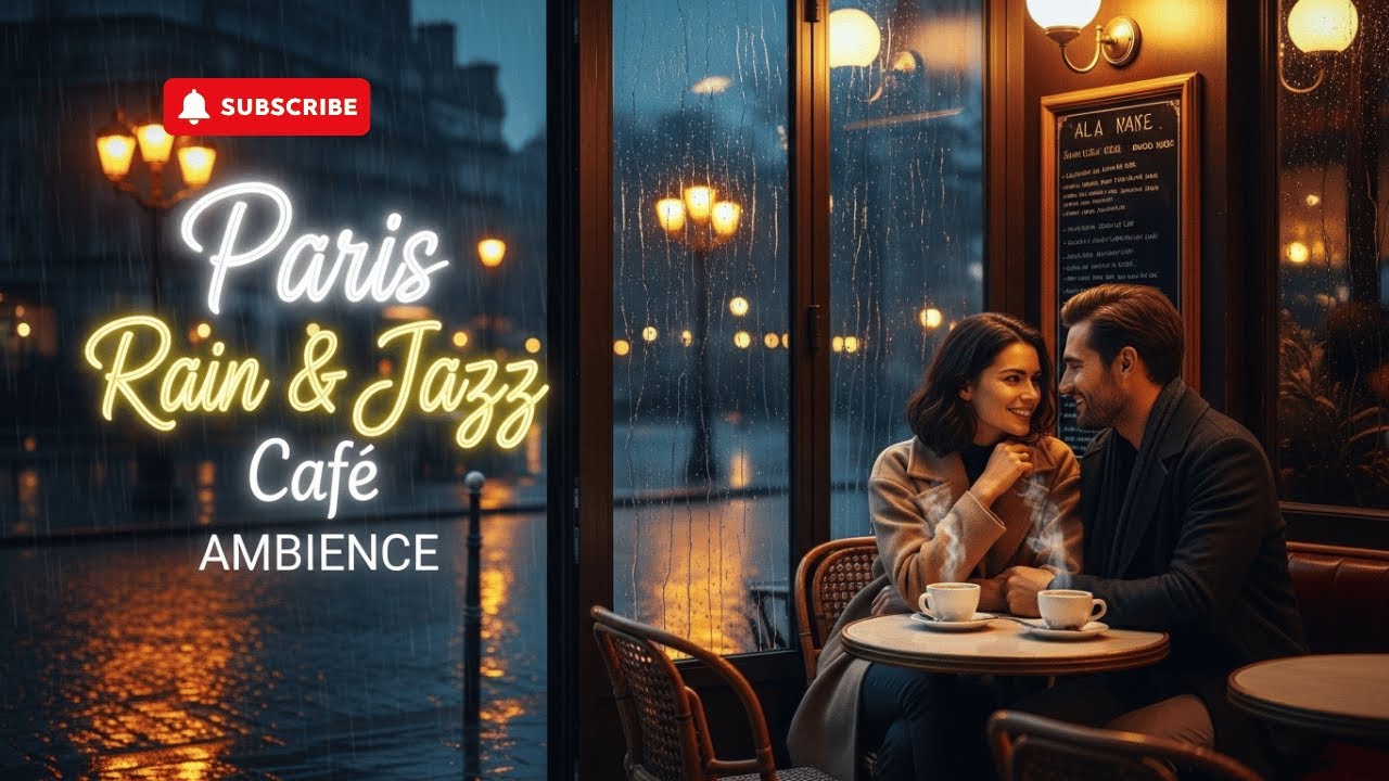 Paris Rain & Jazz Café Ambience 💫 | Relaxing Night Mood