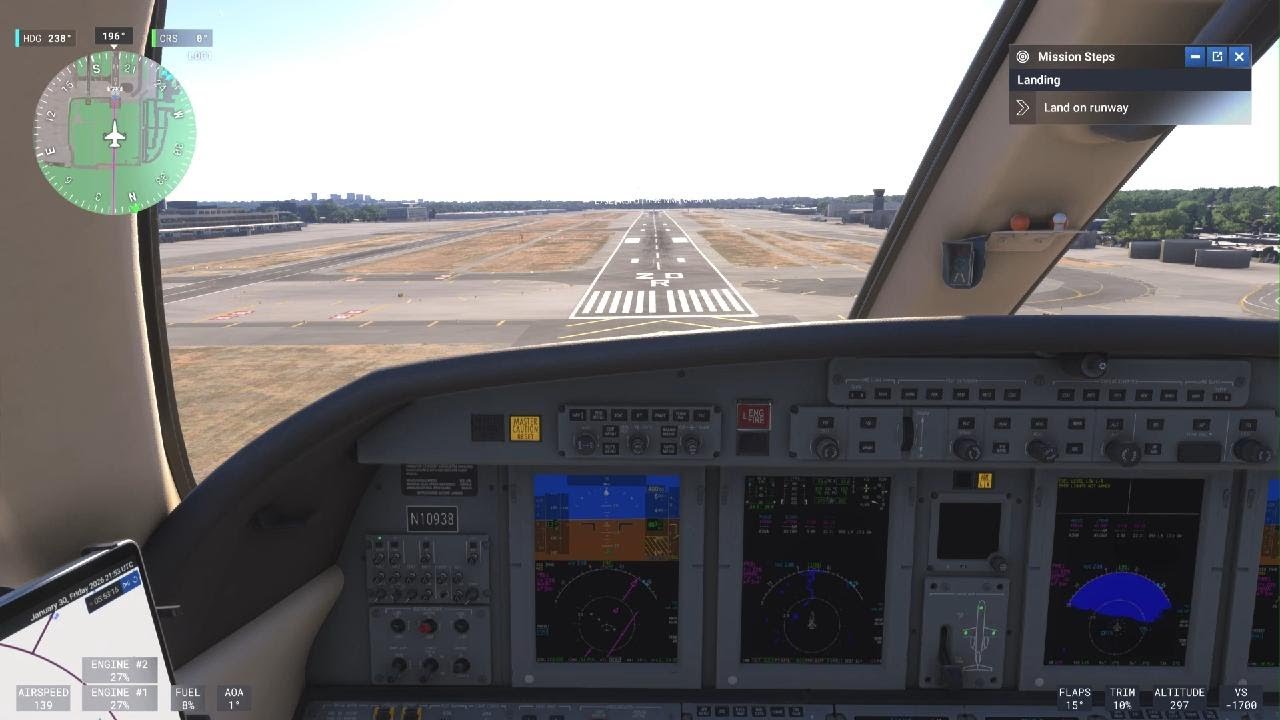 Landing the Citation CJ4 after managing descent from FL400 on idle. MSFS 24 on PS5