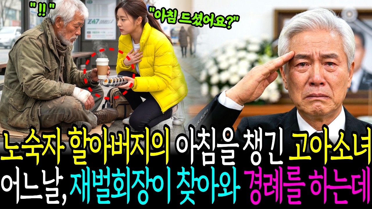 새벽마다 자기 밥 굶으며 노숙자 할아버지 아침 챙긴 고아 소녀, 알고 보니 그 할아버지가 재벌 회장의 50년 생명의 은인?