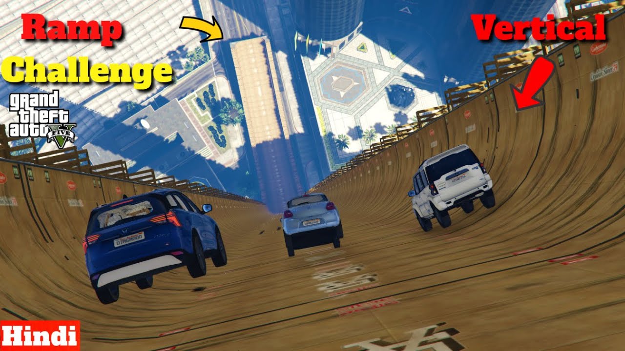 Indian Cars Vs Vertical Ramp Challenge GTA 5