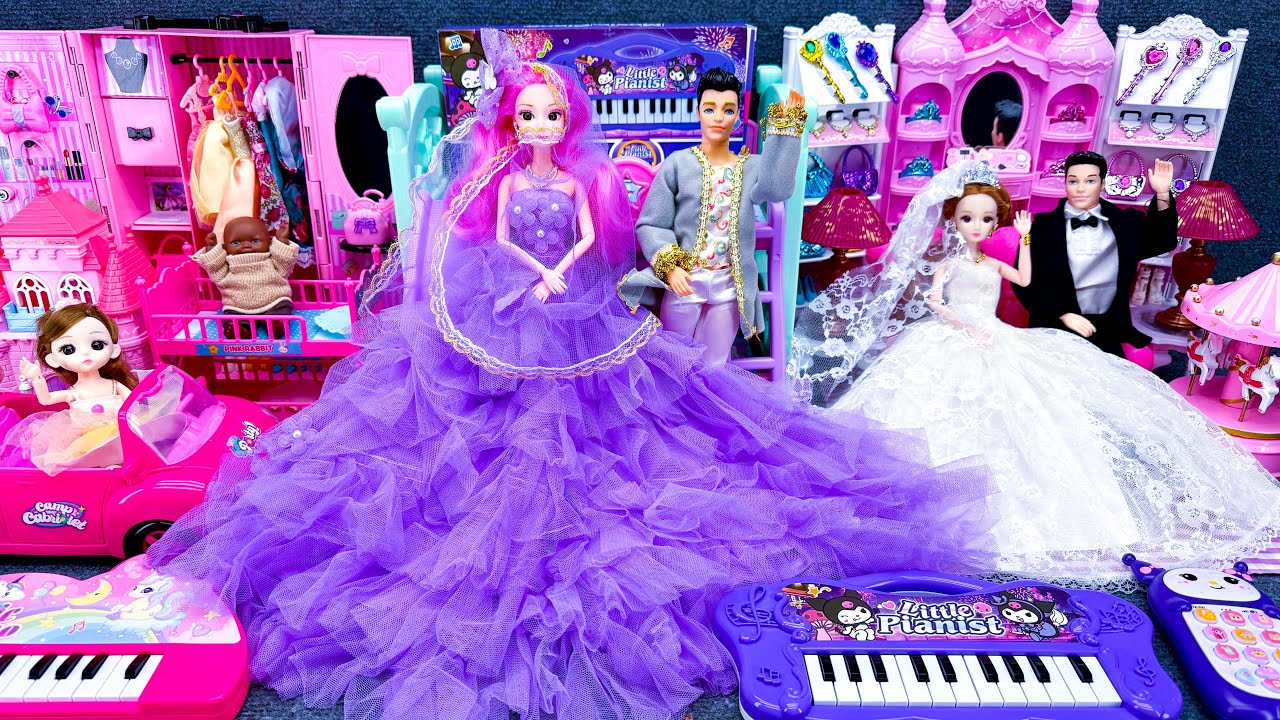 20 Minutes Satisfying Unboxing Wedding Barbie Princess Pink Kitchen,Rock Bed Play Set Review Toys