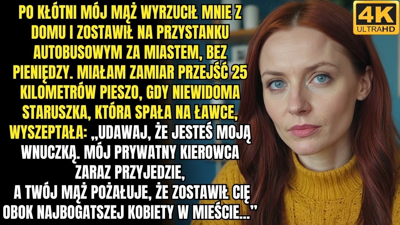 Mój mąż wyrzucił mnie z domu i zostawił na przystanku Nagle niewidoma staruszka wyszeptała „
