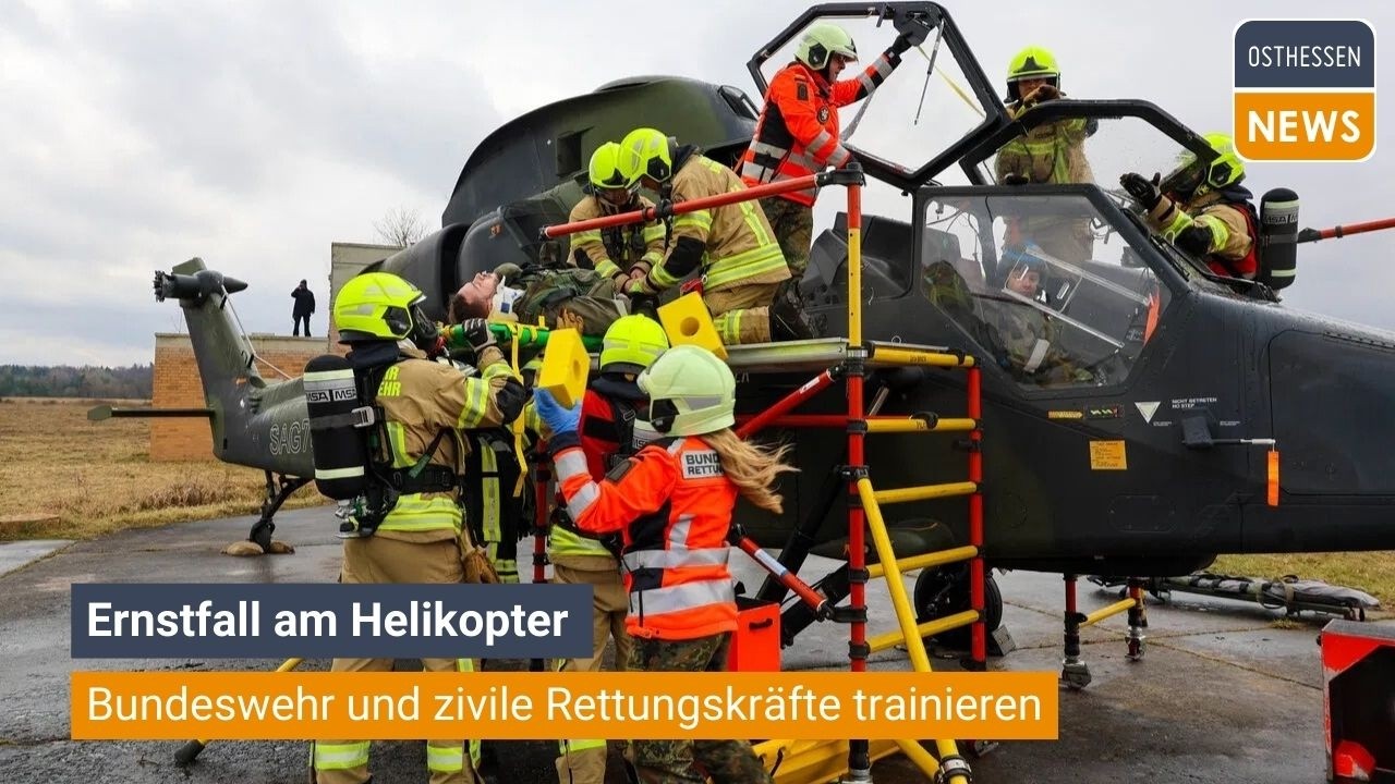 KIRTORF: Bundeswehr und zivile Rettungskräfte trainieren Ernstfall am Helikopter