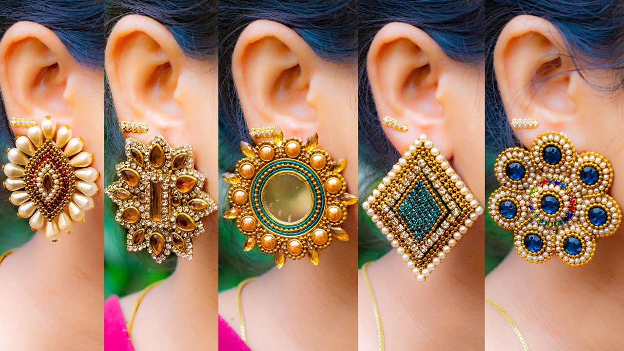 5 easy Stud Earring Design | DIY | 5 min Craft | Hand made jewelry | crafty butterfly