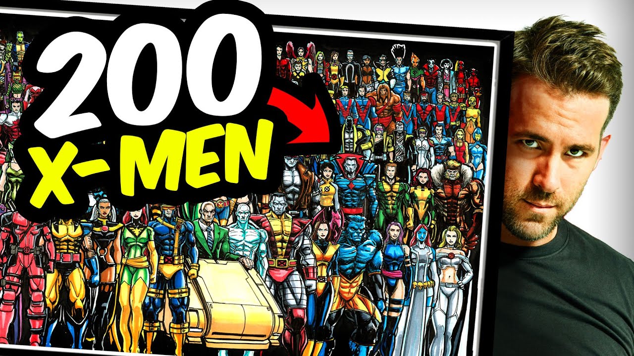 200 X-MEN in 1000 MINUTES? Drawing DEADPOOL+WOLVERINE in 1000m 100m 10m 1m & 10 Seconds!
