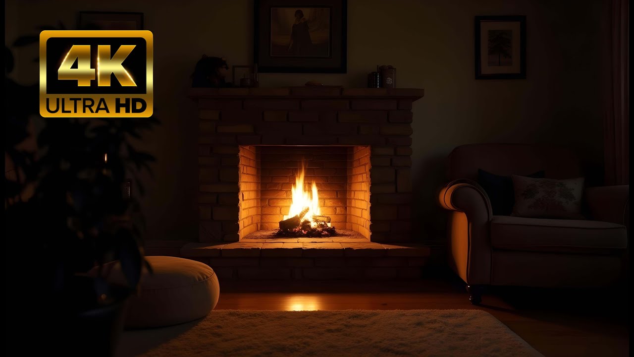 Cozy Fireplace with Crackling Fire Sounds 🔥 4K Ambient Relaxation  Frame TV Wallpaper