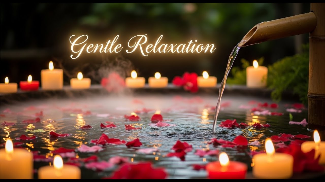 Calming Zen Stream Peace Bamboo Fountain and Candle Glow for Deep Meditation Healing Sleep Calm