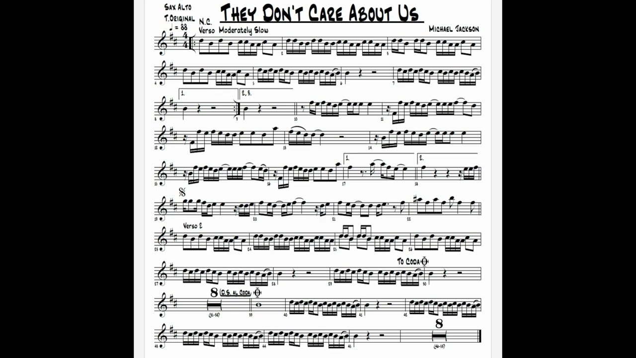 They Don't Care About Us {Michael Jackson} PARTITURA SAX ALTO