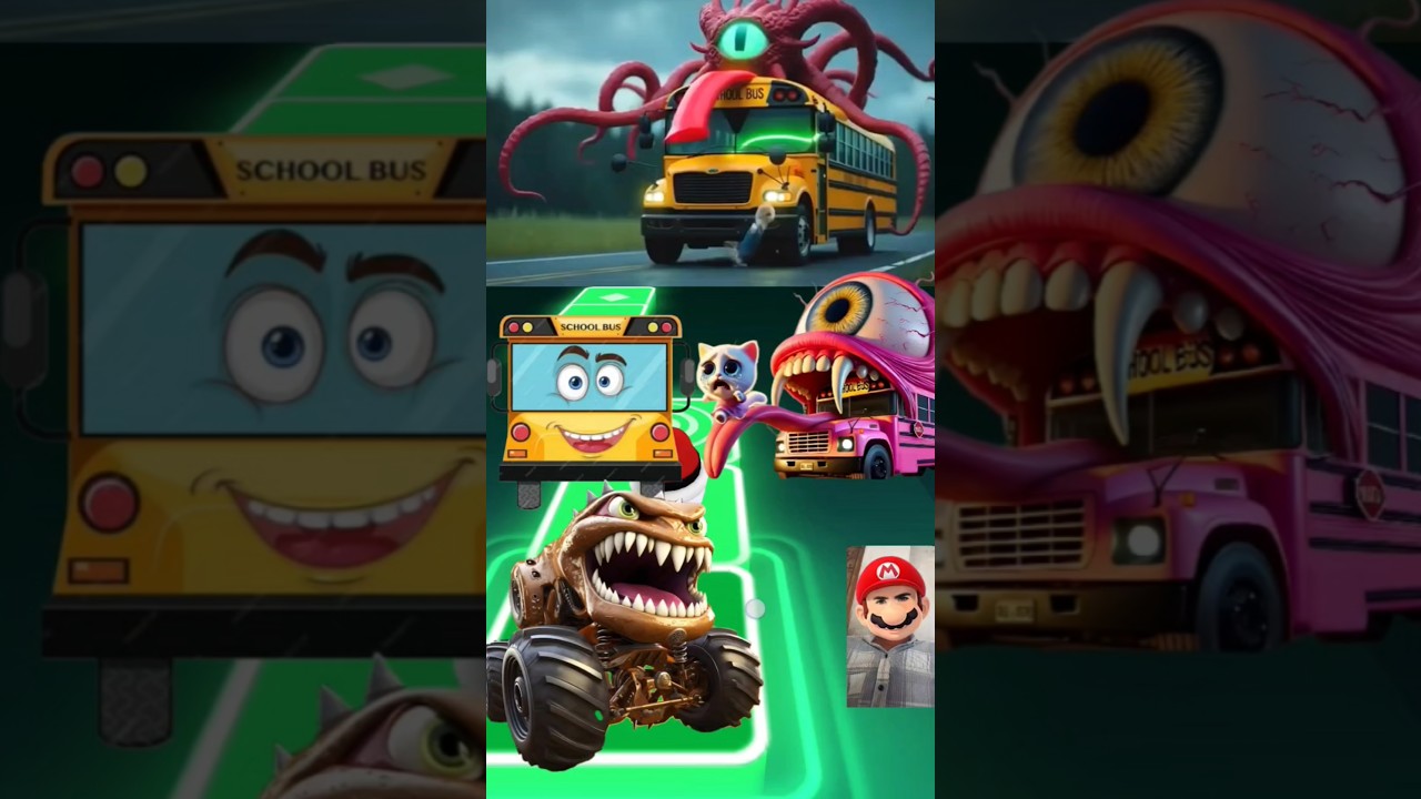 Scary School Bus Easter 🆚 School Bus X coffin dance meme #tileshop Edm rush gameplay
