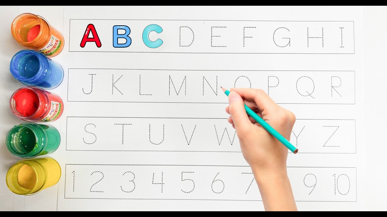 Alphabet.ABC song.abcd.a to z 1to10.kids rhymes.collection for writing along dotted lines for todder