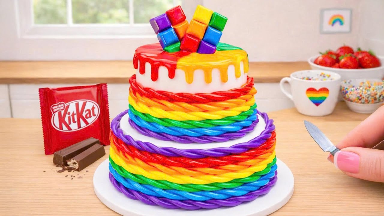Miniature Rainbow KITKAT Cake Decorating 🌈 Mini Cake Decorating Ideas