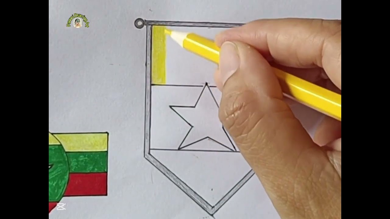 How to draw Myanmar flag 🇲🇲💕 #pannnidrawingart #myanmar
