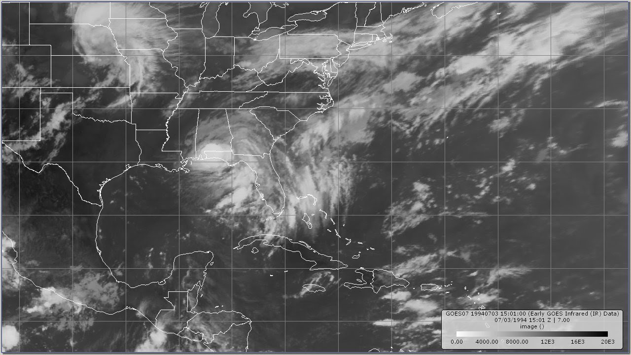 1994 Alberto - 7 Kilometer Resolution Infrared Satellite Imagery Animation (HD 1280x720)