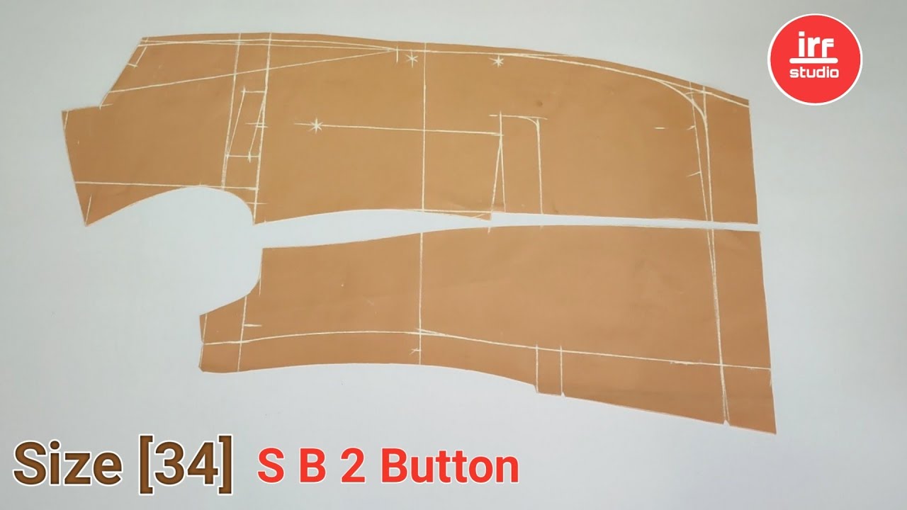 34 Size Single Breast 2 Button Coat Cutting | Noch Lapel Coat Cutting | S B 2 Button Coat Cutting