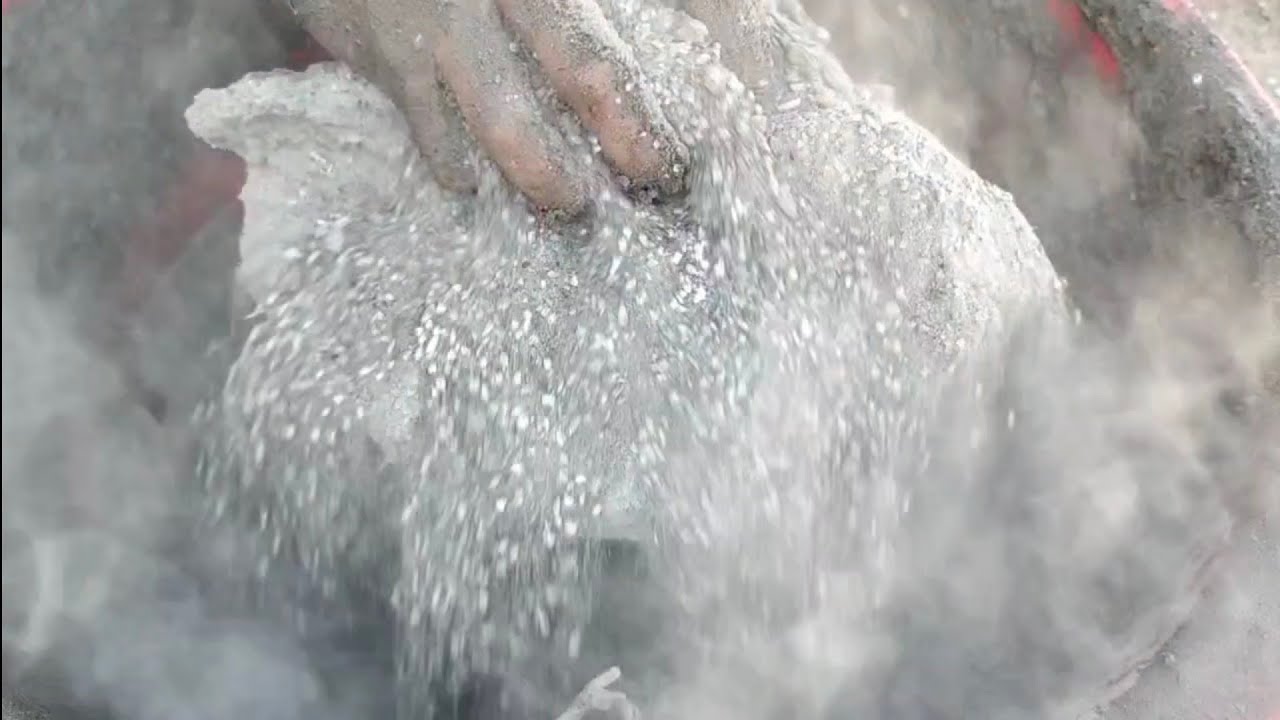 | Huge chunks |charcoalashes whiteconcrete crumbling in lots of  water 💦 | ASASMR |