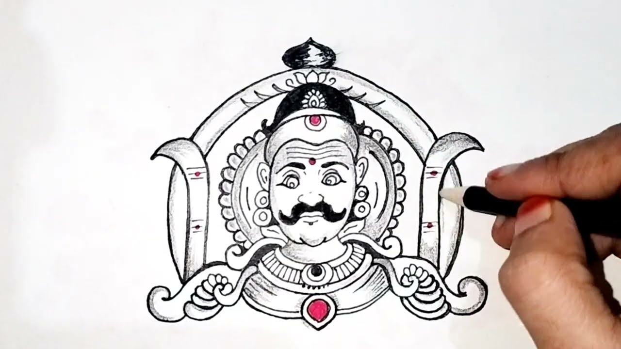 Karuppusamy drawing for beginners | God drawing ideas | How to draw Karuppusamy