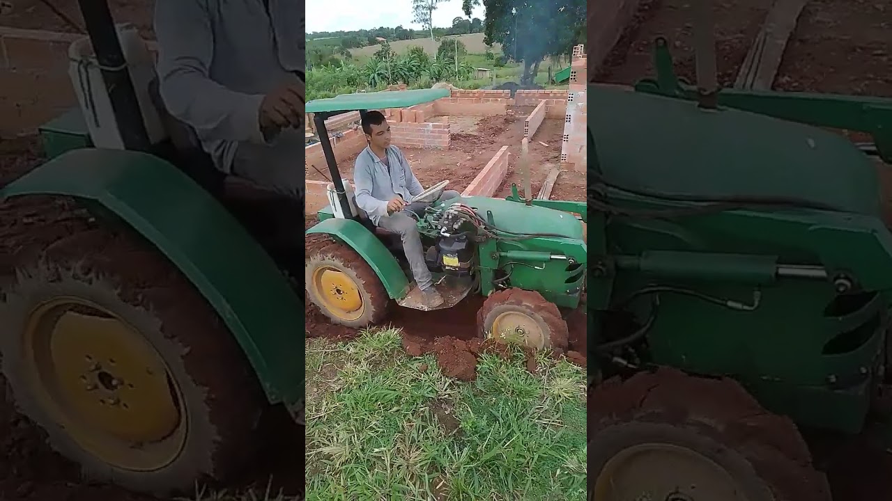 micro trator caseiro no corte de aterro