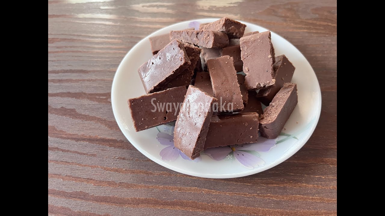 almond cocoa burfi | badam chocolate burfi recipe | vegan sweet recipe