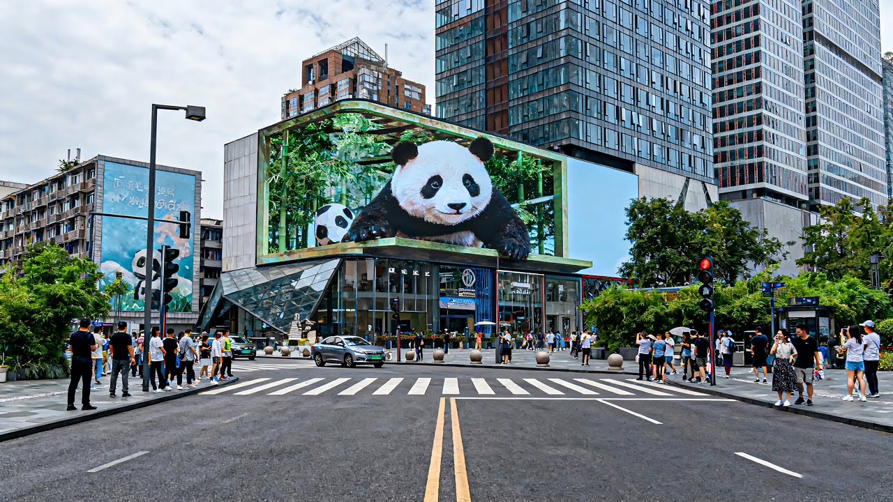 Chengdu, China - Driving Downtown, Tianfu, Chunxi Road, Taikoo Li