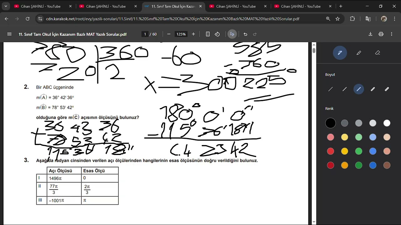 11. Sınıf Matematik 1. Dönem 1. Yazılı Soru Çözüm (Bölüm 1)