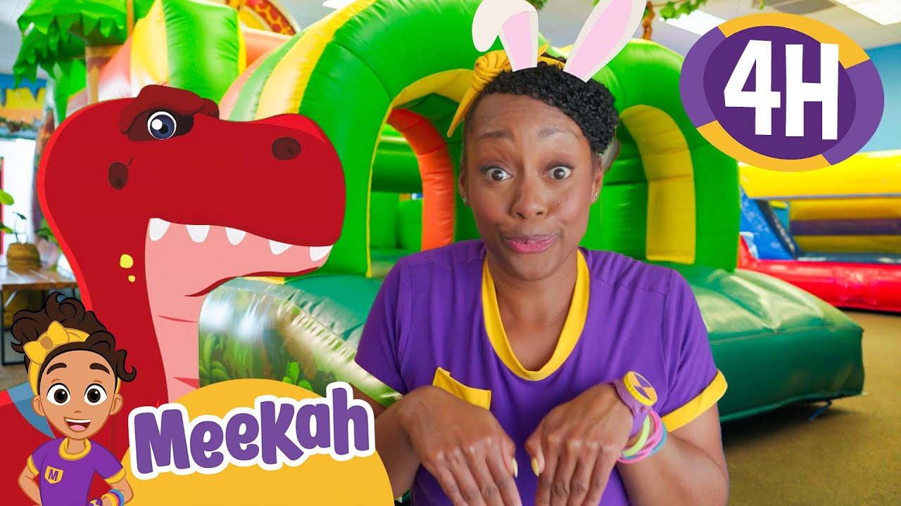 Bouncing at Jumper Jungle 🐰 Animal Movement Play with Meekah | 4 HR OF MEEKAH!