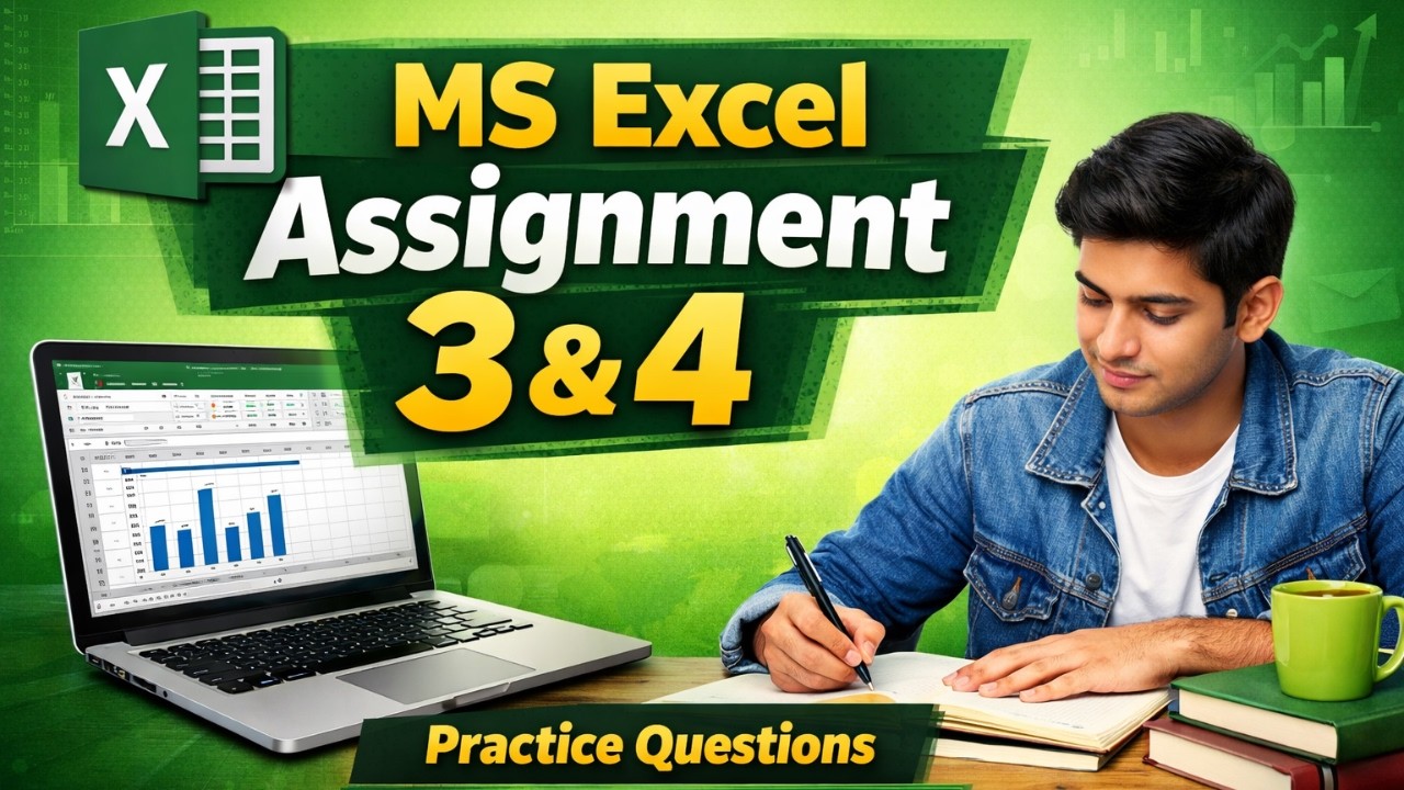 3 & 4 MS Excel Assignment  | Excel Practice Questions for Students | Excel Tutorial Hindi