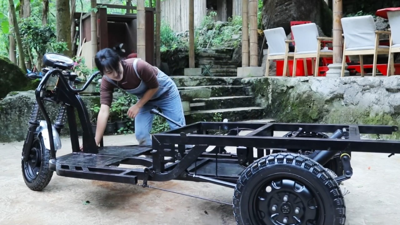 Genius Girl's Challenge: It Took Half A Month To Repair The Scrapped Tricycle!😊#craft #machine