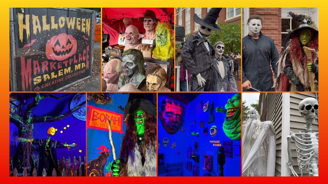Salem Halloween Museum,  Haunted Happenings Marketplace, Cinema Salem -4K- D Tour 384 10/12/25