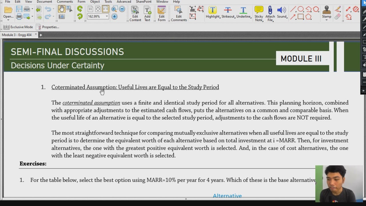 [ENGG 404] 7. Evaluation of Mutually Exclusive Alternatives (1/2)