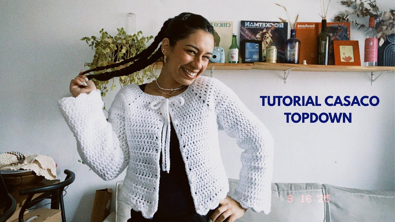 TUTORIAL CASACO TOPDOWN DE CROCH&Ecirc; - CROCHET TUTORIAL PAP
