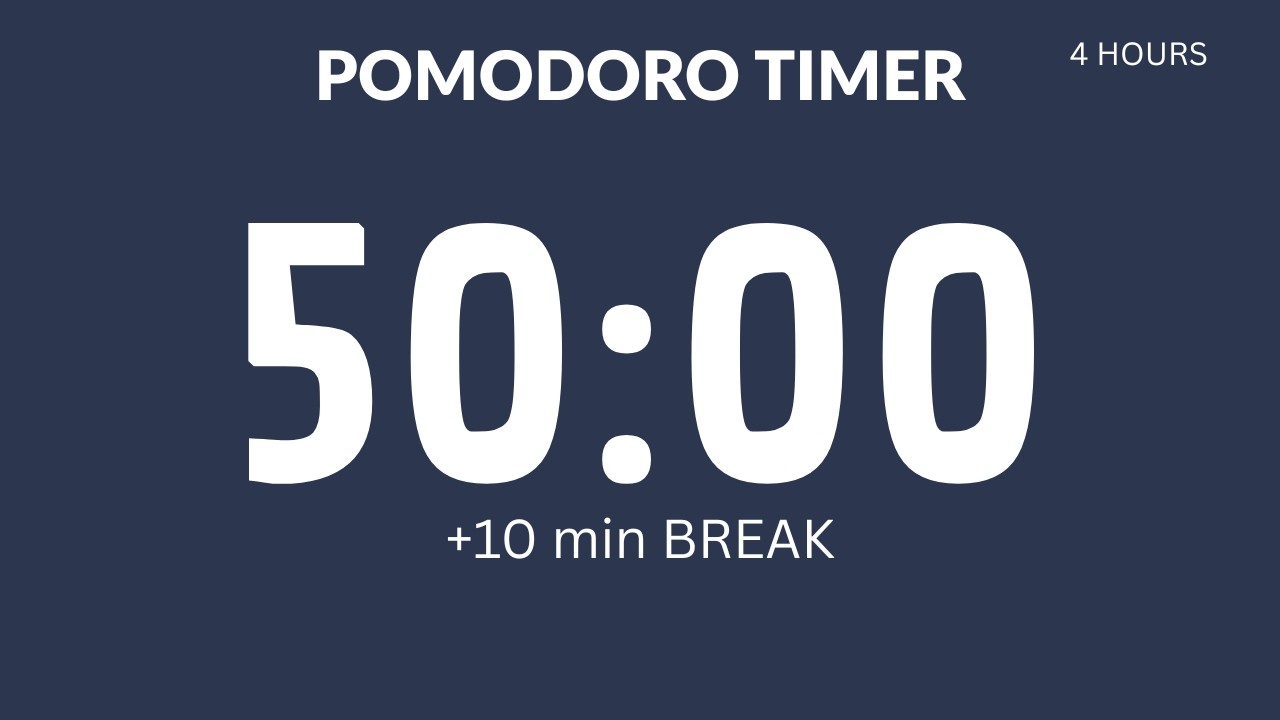 50/10 Pomodoro Timer | Deep Work & Full Concentration