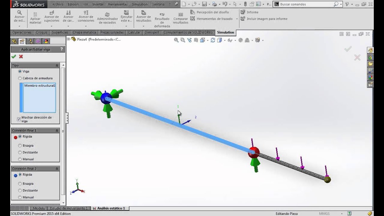 Cómo realizar diagramas de cortante y momento con SolidWorks Simulation