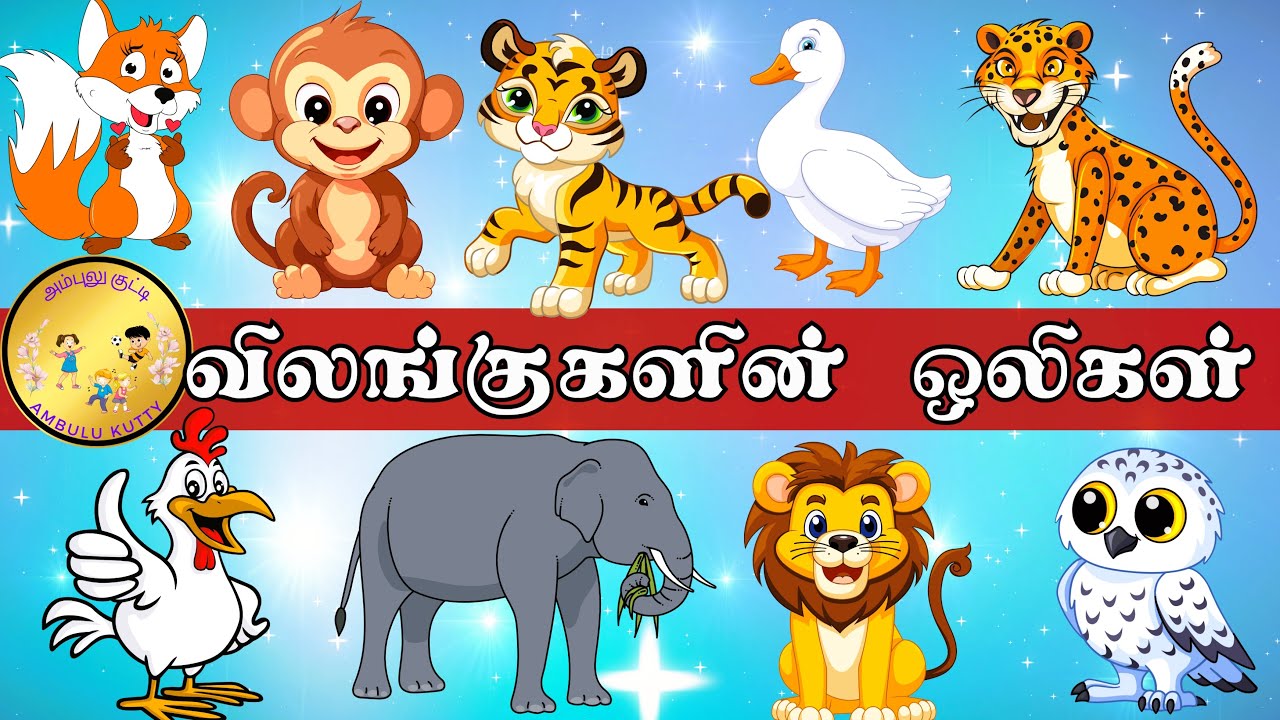 விலங்குகளின் ஒலிகள் | Birds and Animals Sound | #animalssounds | #tamilrhymes | @AmbuluKutty |