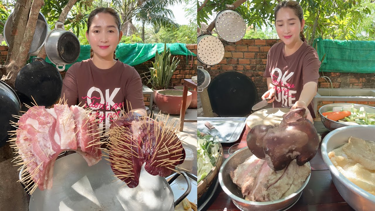 Yummy Pig's liver, Pok belly countryside soup cooking | Mommy chef Sros | Sros yummy cooking vlogs