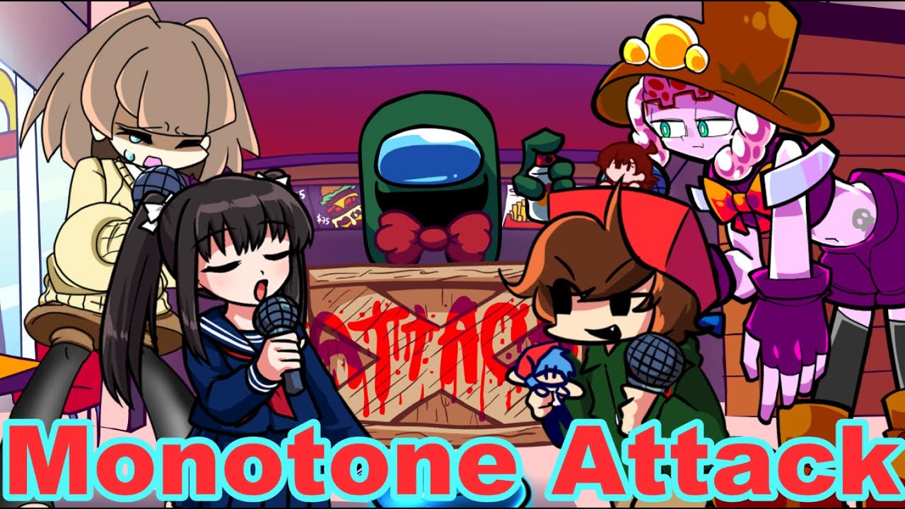 【FNF】Monotone Attack[Giraffe VS Siron VS Slowr VS Lily]【Cover】