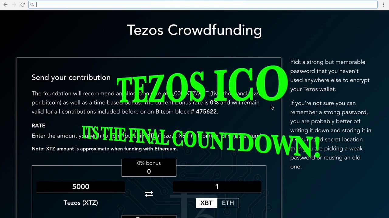 Tezos ICO It's The Final Countdown!