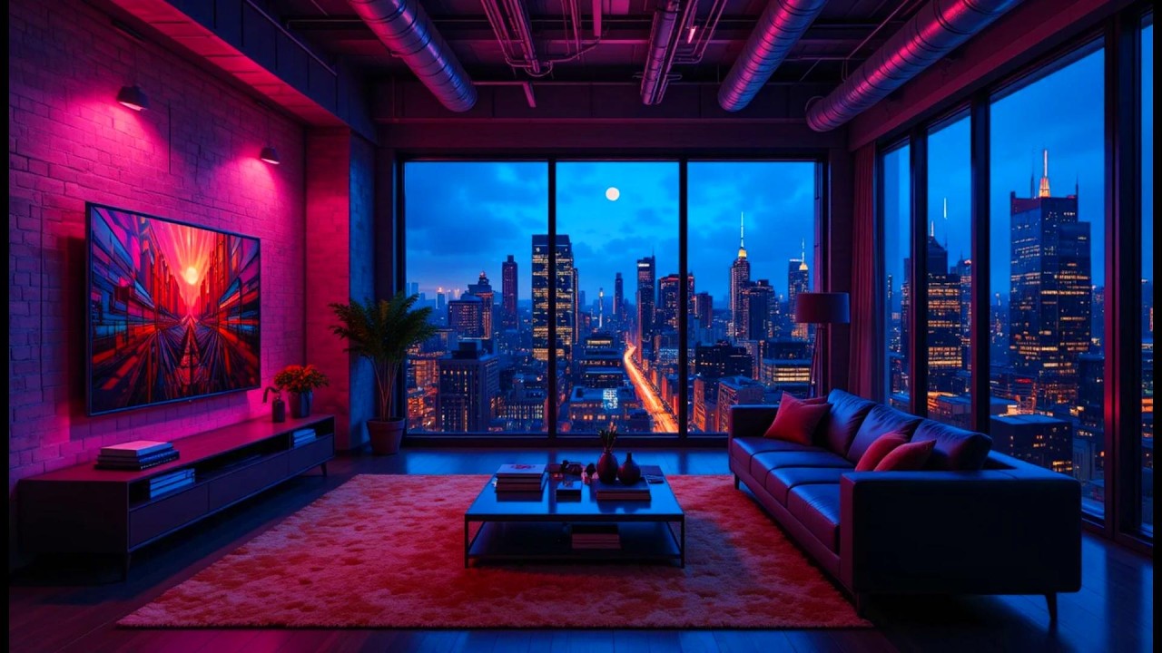Peaceful Neon Rain Ambience ☔ Lofi Beats for Studying, Working, Sleeping & Gaming Nights