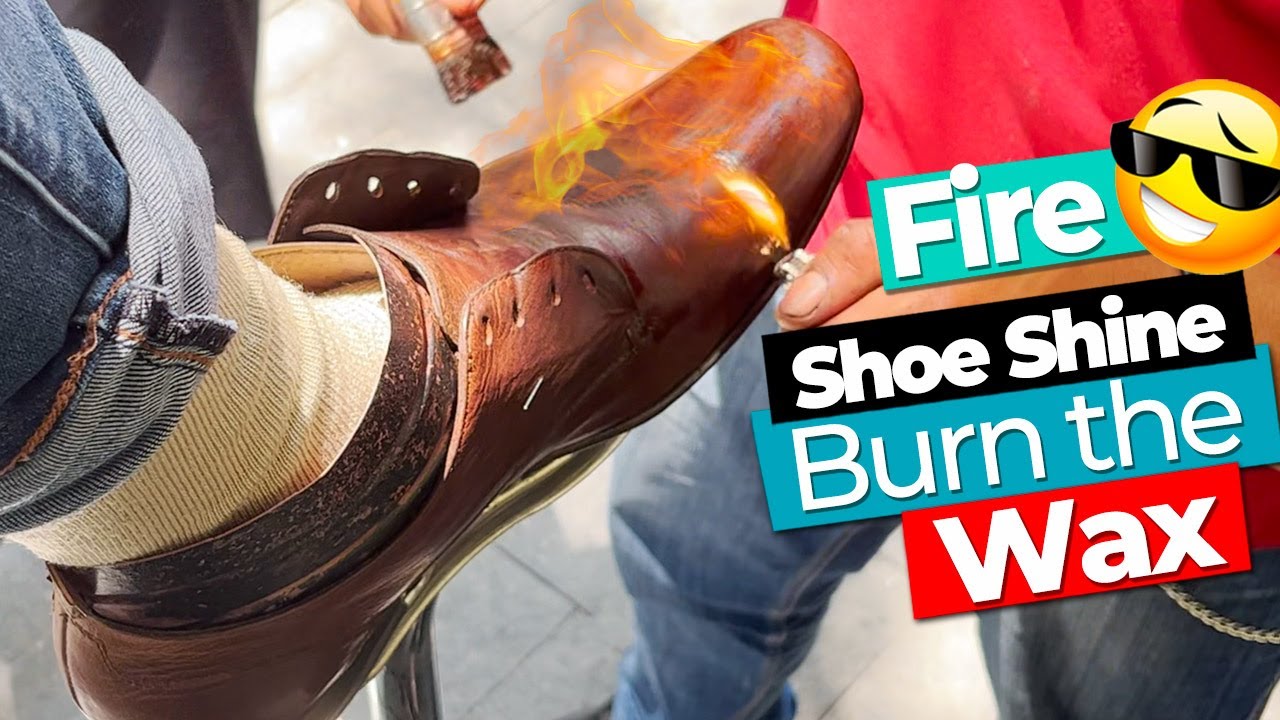 Растопите чернила 👊👊 #asmr Shoe Shine FIRE Technique для затемнения вашей обуви